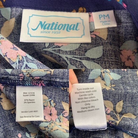 Floral Shirt Dress by National Since 1952 Belted Long Sleeve Women’s Size PM - Picture 3 of 11